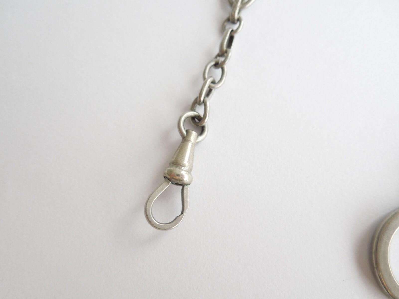 Vintage Watch Chain Silver Tone Metal 10.8 G / 25.5 Cm / Max. Width 0.8 Cm