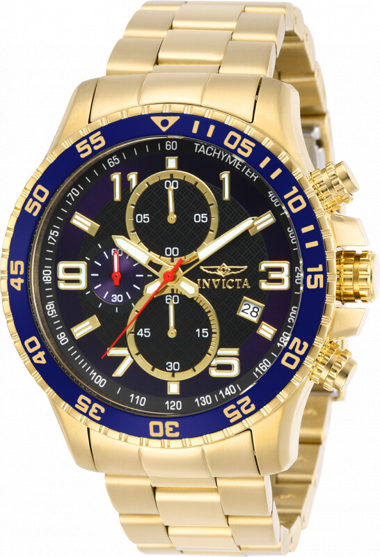 Invicta Men’s 45mm Specialty Chronograph 18K Gold Plated Blue Dial SS Watch