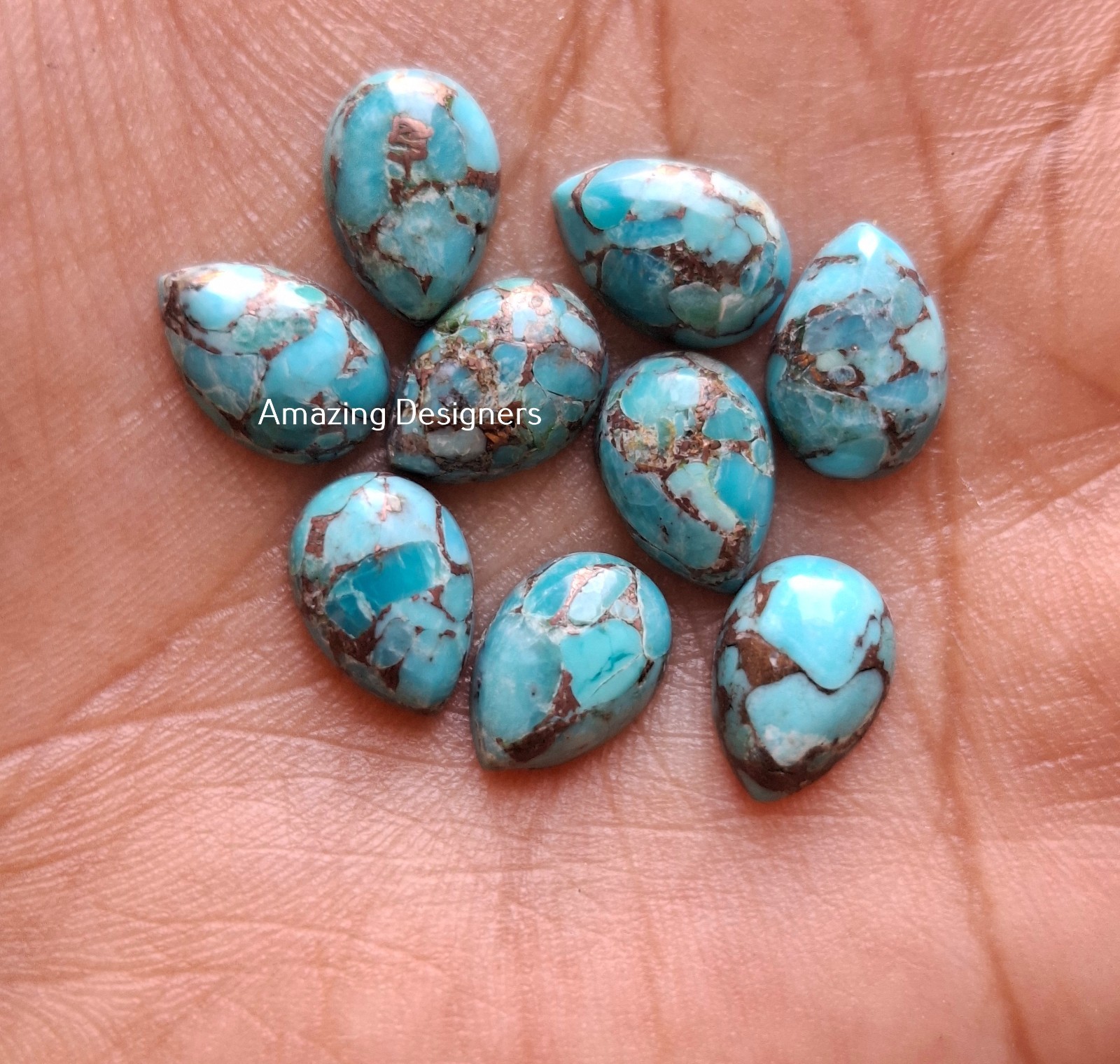 Natural Blue Copper Turquoise Pear Cabochon 5x7mm to 20x25mm Loose Gemstone