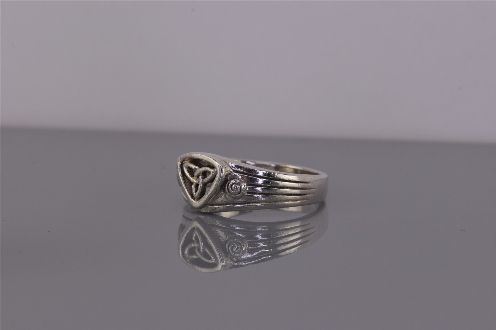 Peter Stone Sterling Silver 9mm Open Celtic Trinity Knot Band Ring 925 Sz: 9