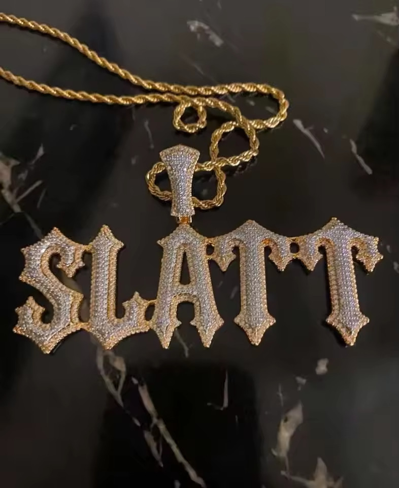 Custom Jewelry Name Necklace Bubble Letters Pendant Rope Chain Cubic Zirconia