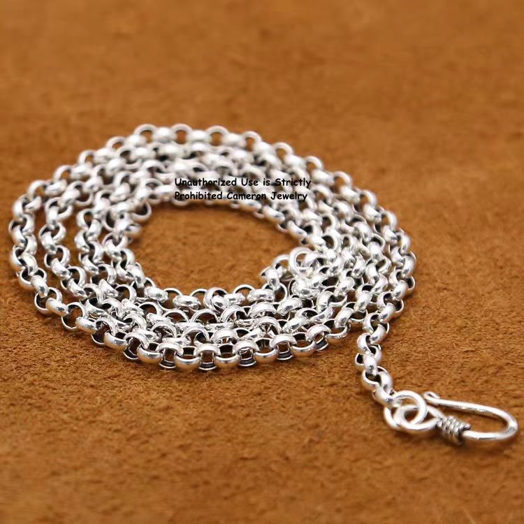 Pure 999 Fine Silver Necklace Men Women 3mm-8mm Cable Rolo Link Chain 18-30in