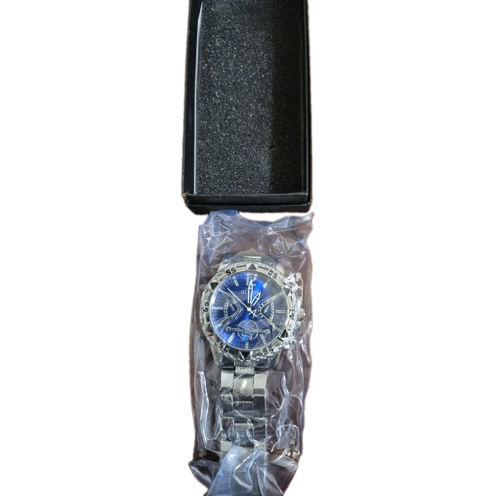 Geneva Men’s Stainless Steel Chronograph Watch – Blue Dial