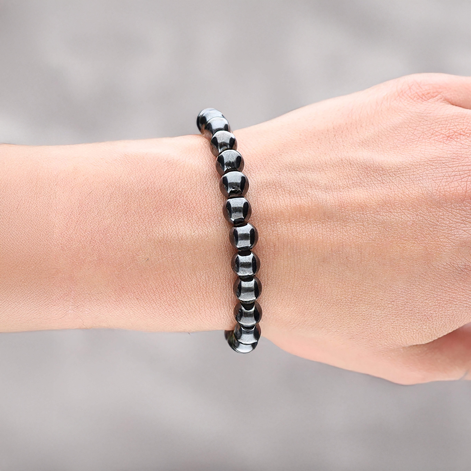 Hematite Ball Bracelet | 8mm Beads | Stretchy | Gemstone Bracelet