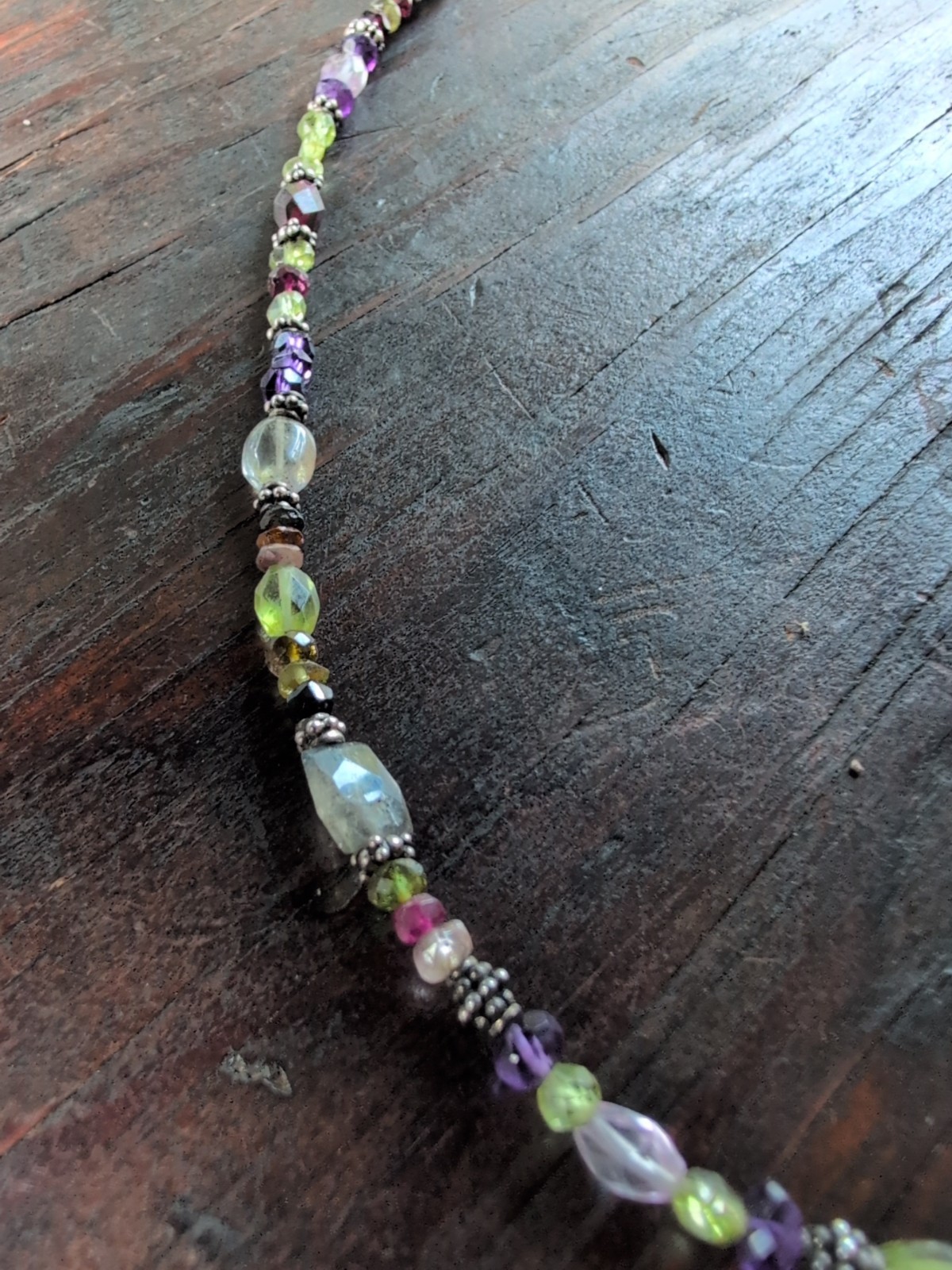 Multicolored Beaded .925 Silver Clasp 18.5″in