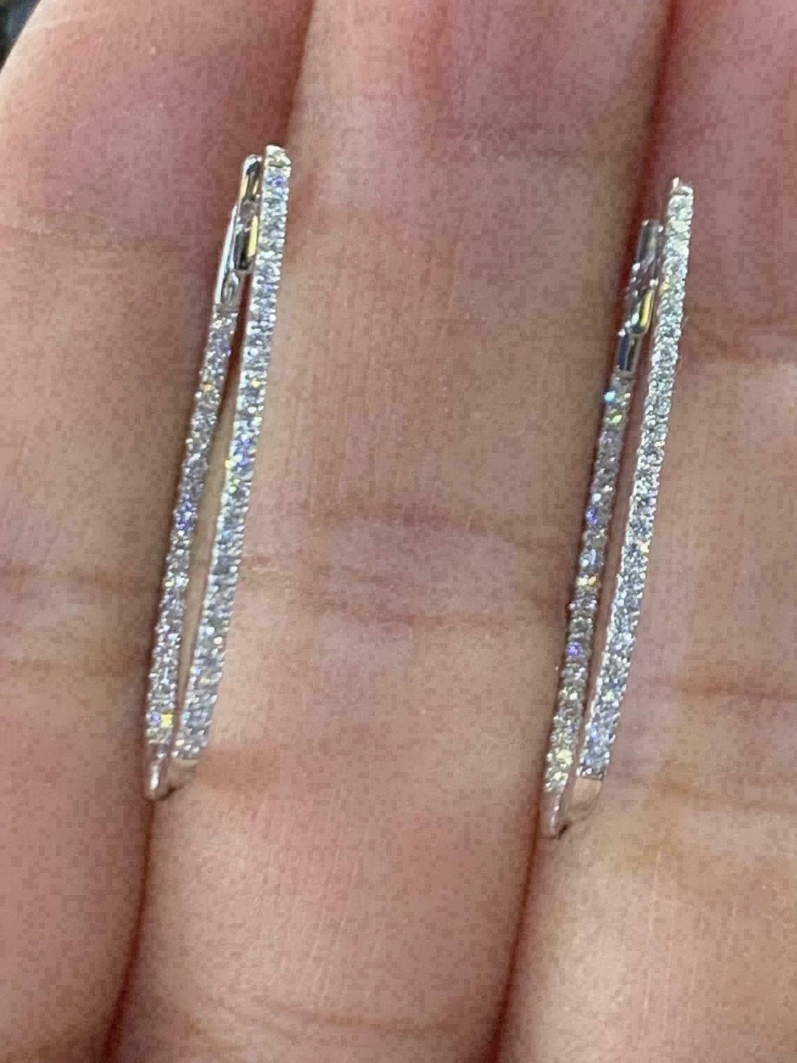 2.80Ct Round Cut Lab Created Diamond 14K White Gold Plated Women’s Hoop Earrings