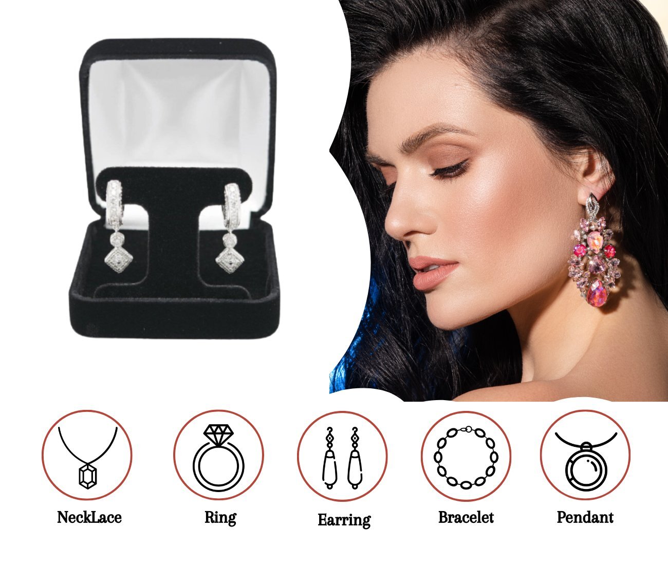 Novel Box Black Rich Velveteen Jewelry Boxes Earring Ring Bracelet Pendant