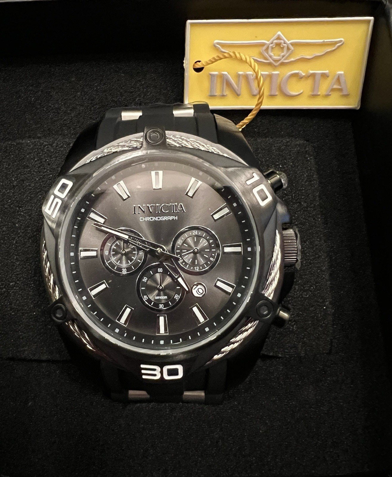 Invicta Bolt 34145 Men’s Black Chronograph Watch 100M New w/ Box