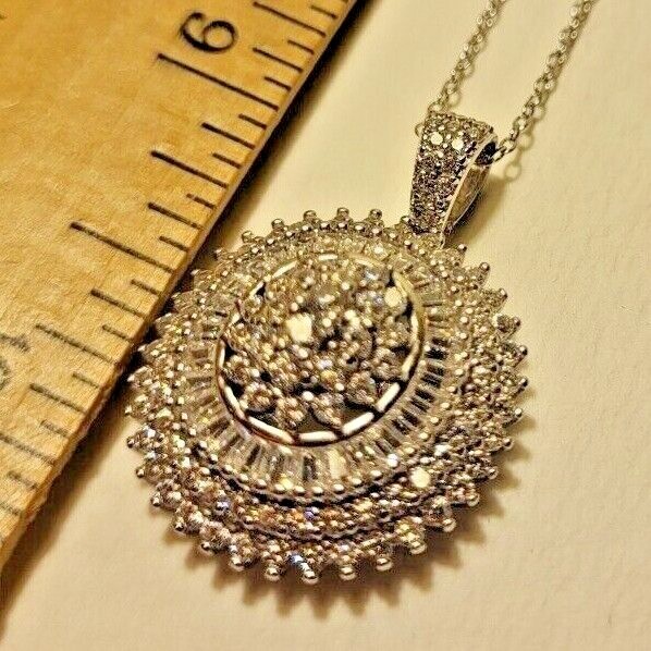 Fuzion Creations International .925 Sterling Silver CZ Round Pendant & Necklace