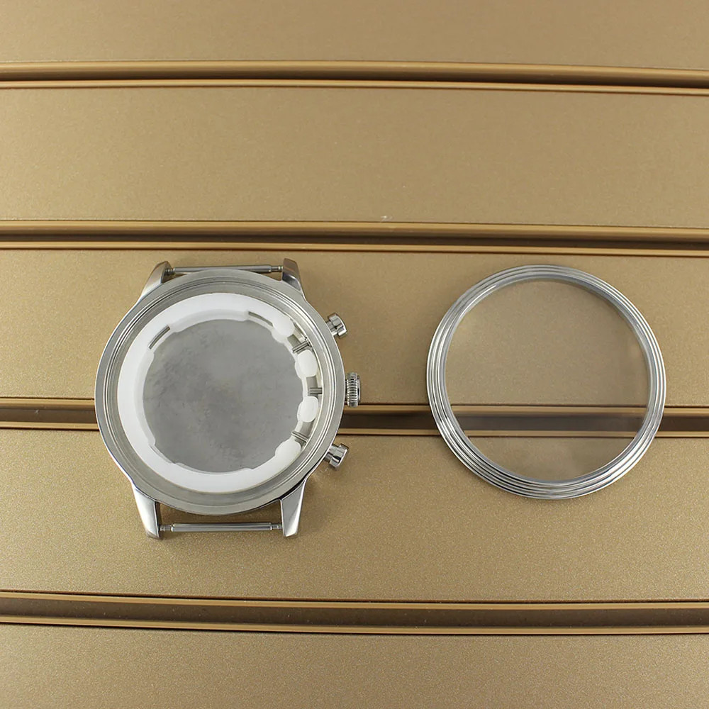45.4mm Stainless Steel Polished Watch Case Dome glass For Miyota OS21 Movement