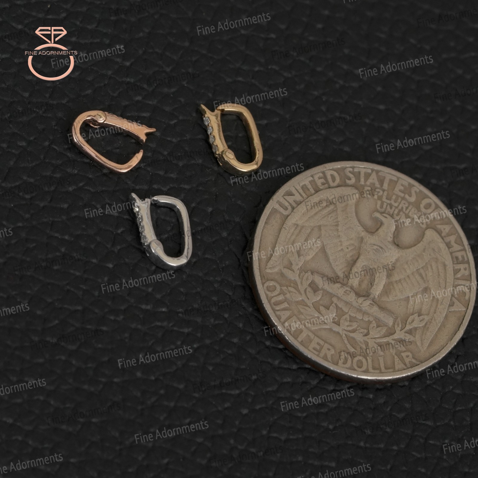 Solid 14K Gold Clasp Finding Natural Pave Diamond Handmade Fine Jewelry (Single)