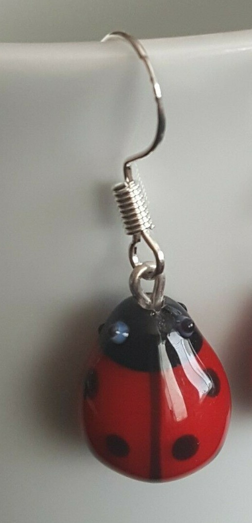 Handmade in USA. Cute Red Bug earrings – FREE SHIPPING IN USA