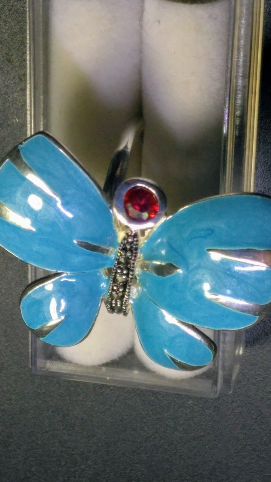LIVELY MEENAKARI BUTTERFLY IN STERLING SILVER.925 RING SIZE 9.0-9.25