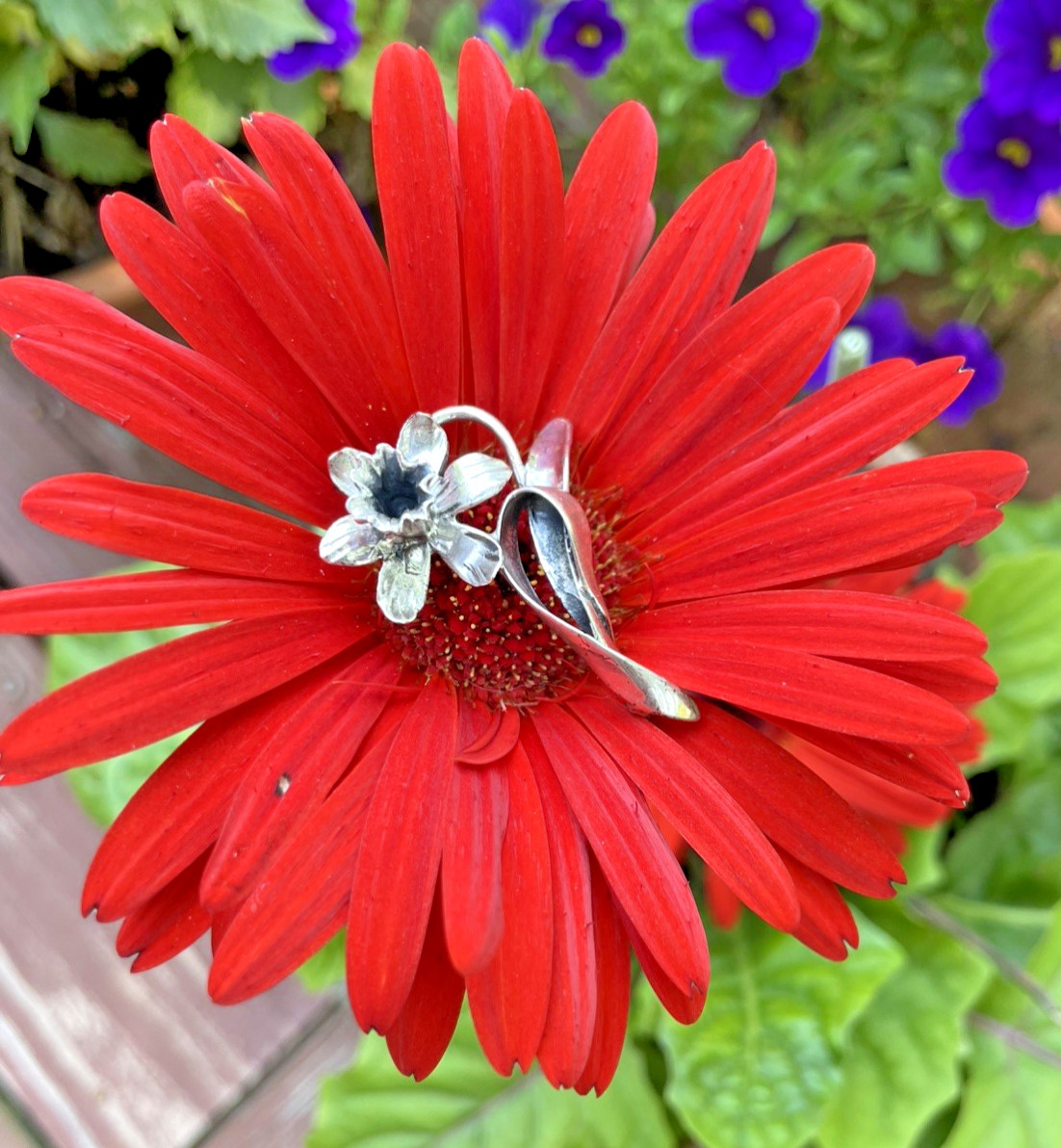 Sterling Silver Vintage Daffodil Jonquil Flower Brooch Pin-March Birthday flower