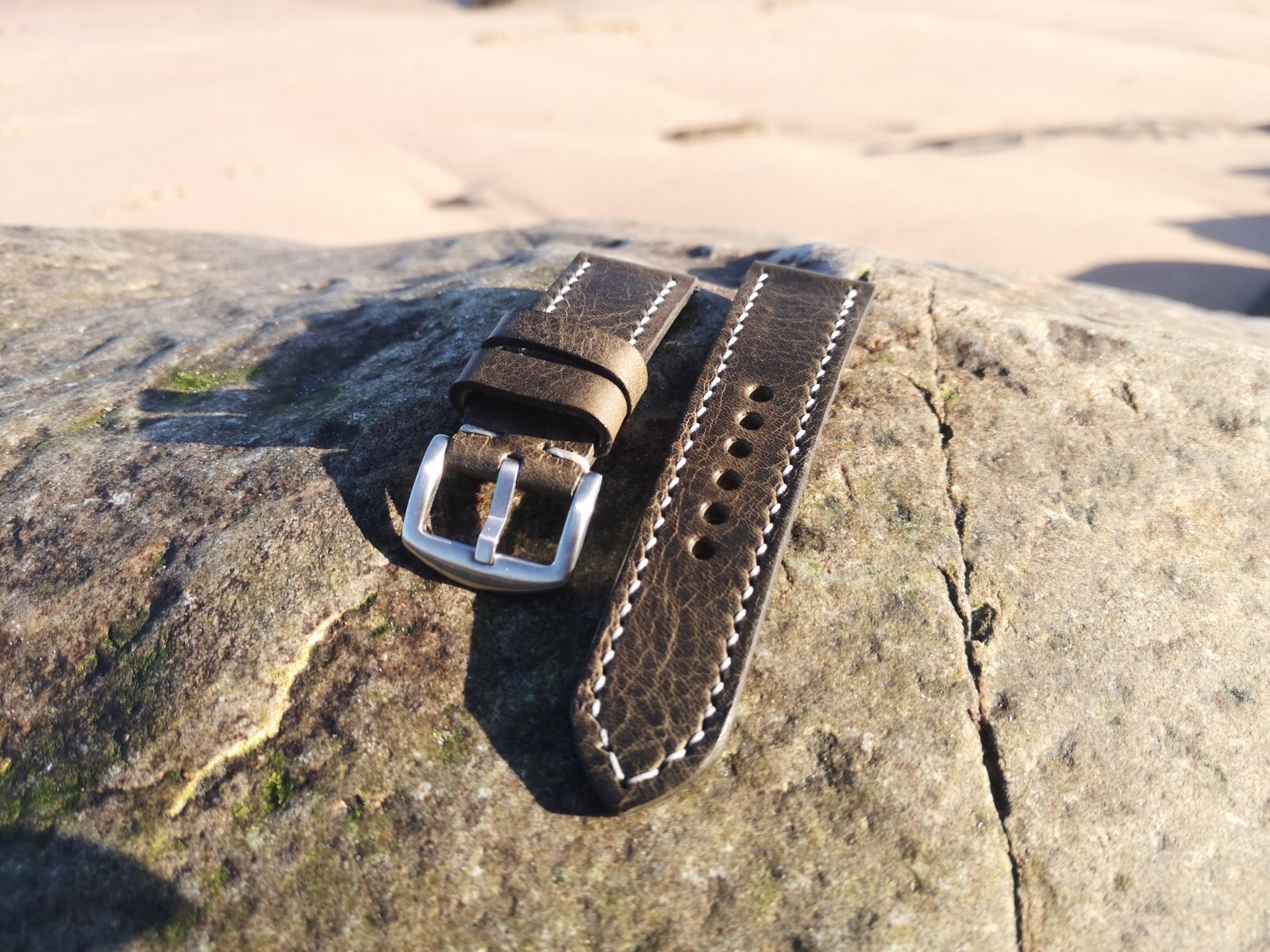 Grey (Elephant) Italian Leather Watch Strap: 18 to 24 mm: Handmade in the UK