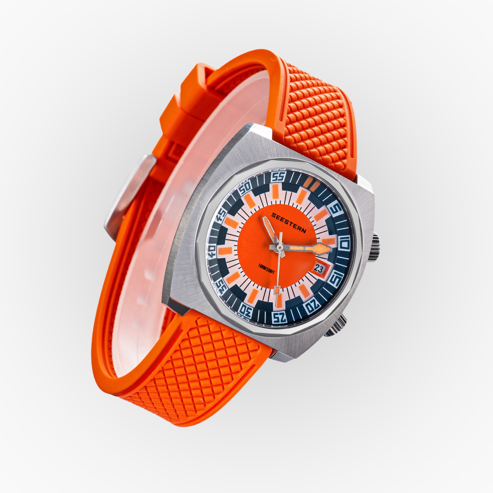 Seestern S471.01.O 38MM LUME Internal Bezel 100m DIVER’S Mens Sport Watch ORANGE