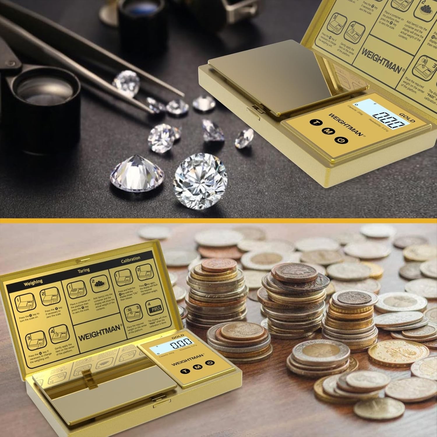 WEIGHTMAN Digital Scale Gram, 200g/0.01g Pocket Gold Titanium