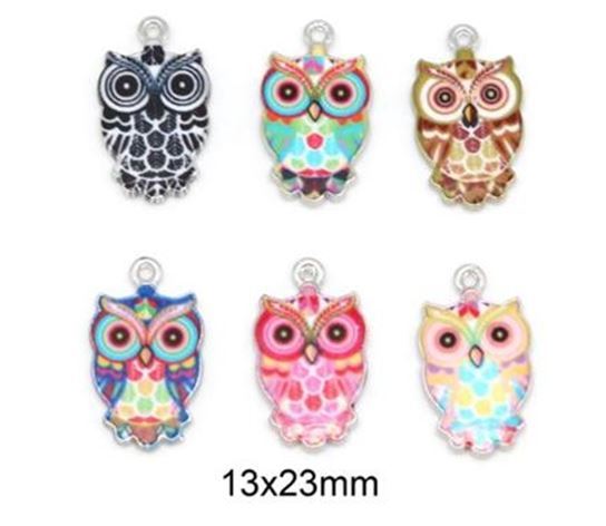 Owl Charms Blue Pink Brown Green Fits European Bracelet or Zipper Pulls DIY