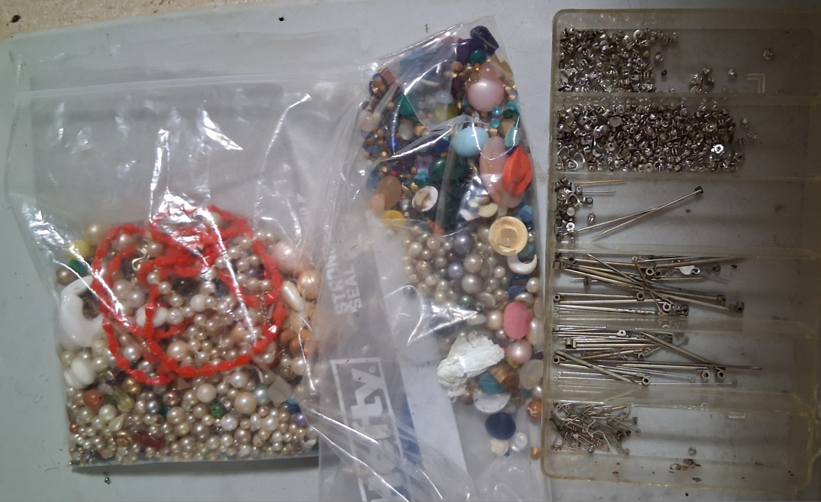 Antique Vintage Huge Lot Jewelry Findings Parts Stones Sterling Beads Deco