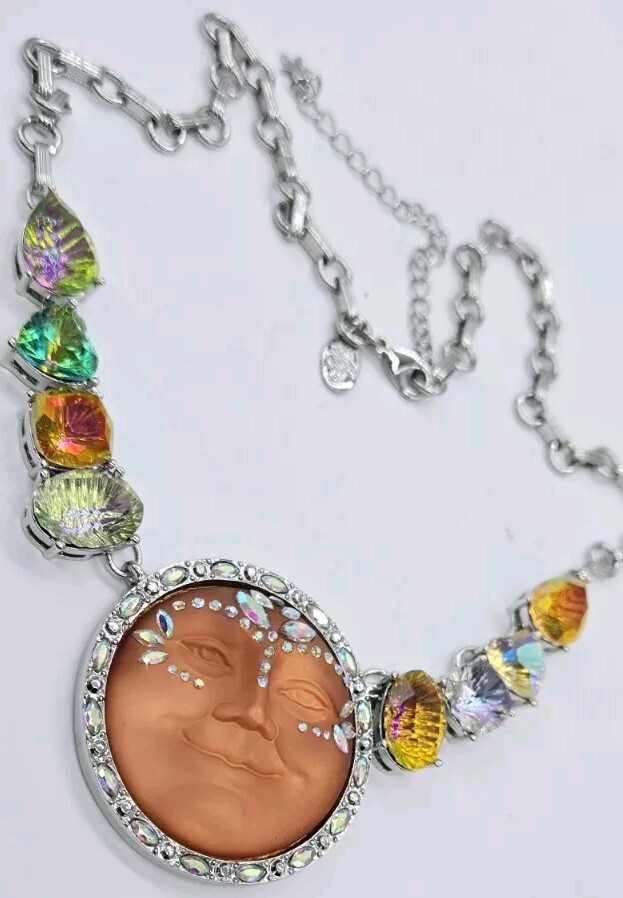 Kirks Folly Necklace Cosmic Bliss Empress Seaview Moon Silver tone Set 2pc