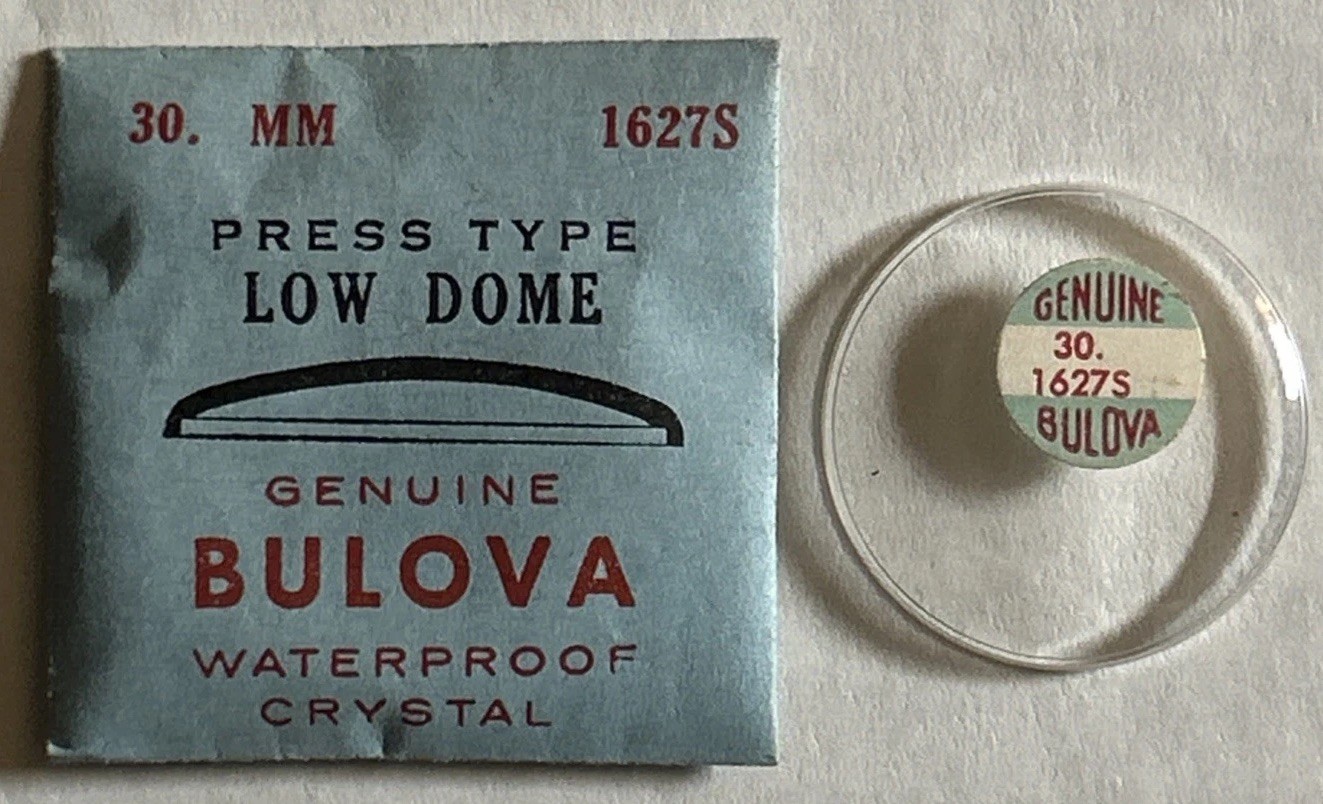Vintage Genuine Bulova 1627S Press Type Low Dome Watch Crystal 30.0 MM NOS