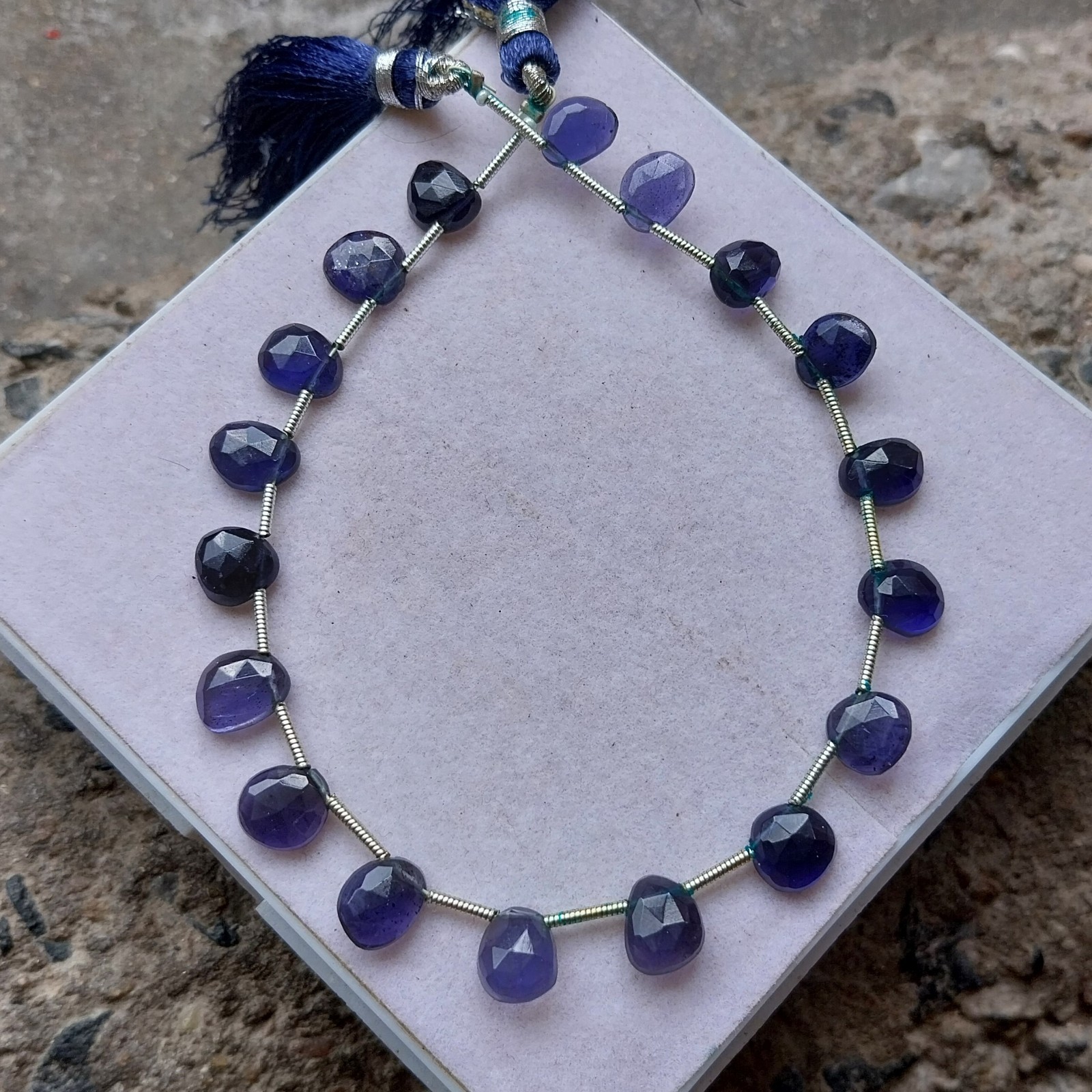 30 Carat 6.5×8 to 7×9 MM Natural Blue Purple Iolite Rose Cut 8 inch Beads