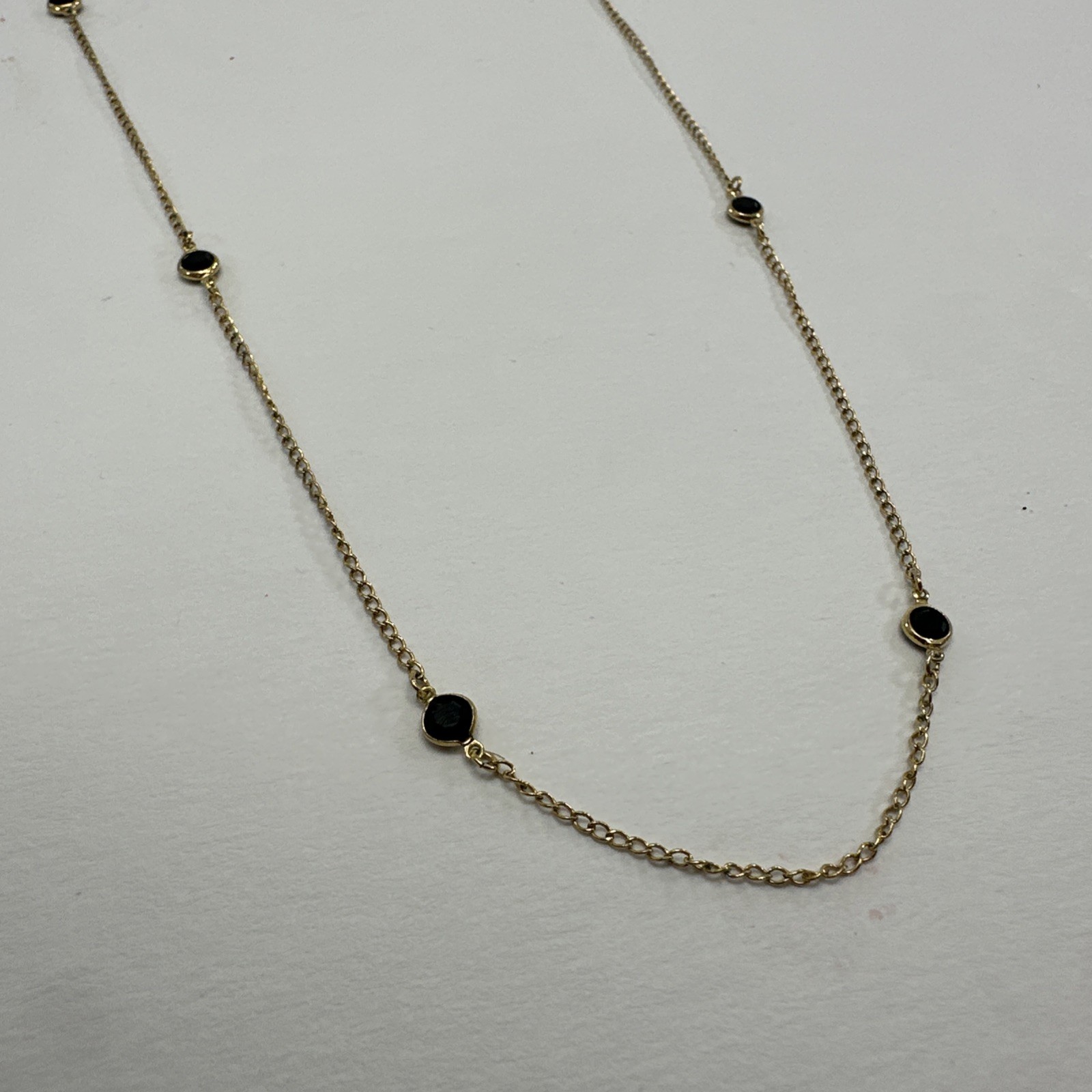 Vintage 12K Gold Plated Necklace Gold GE Chain With Black Stones Dainty Classic