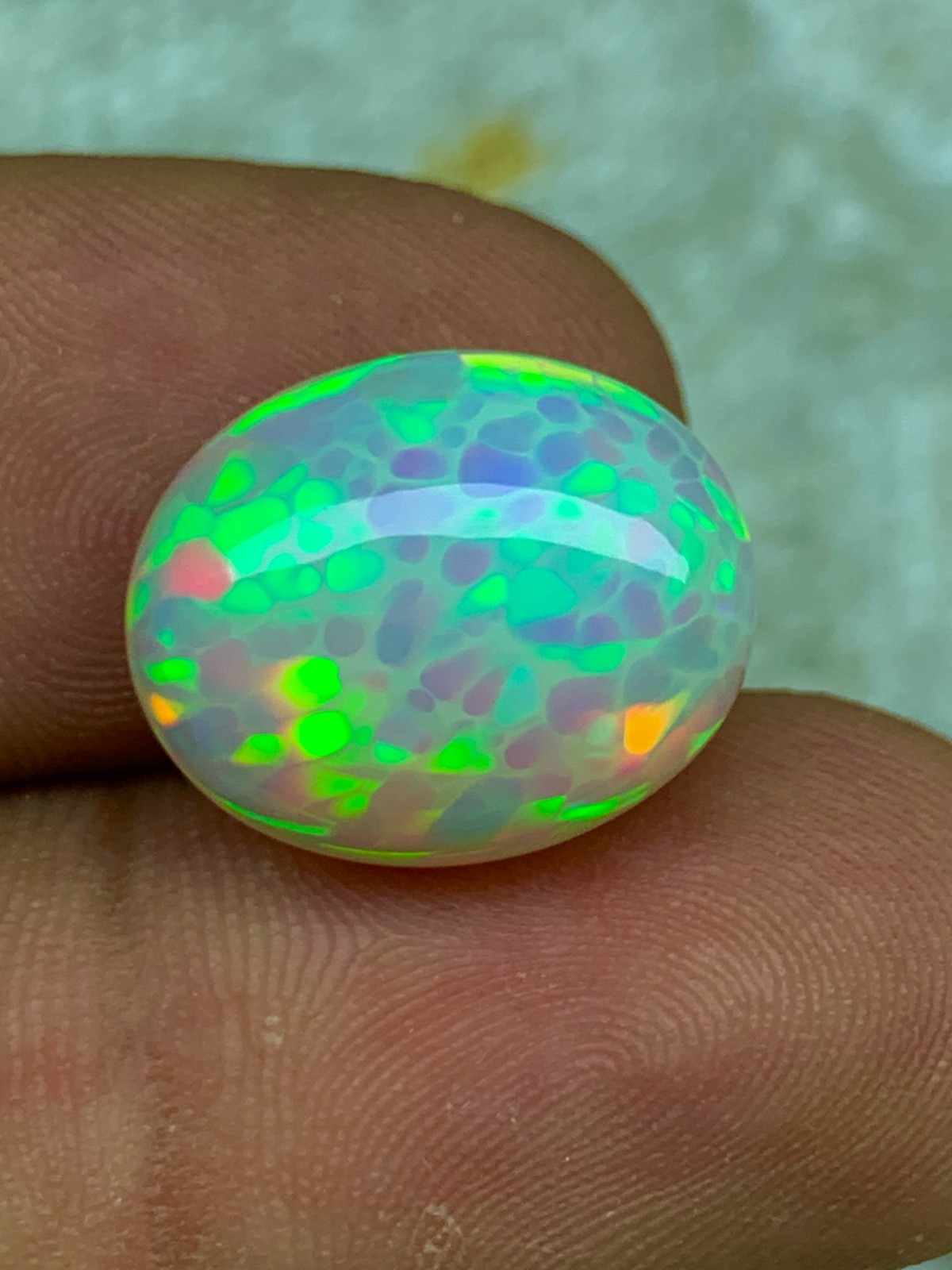 Natural Ethiopian Welo Opal 9.4ct Oval Cabochon Honeycomb Pattern Loose Gemstone