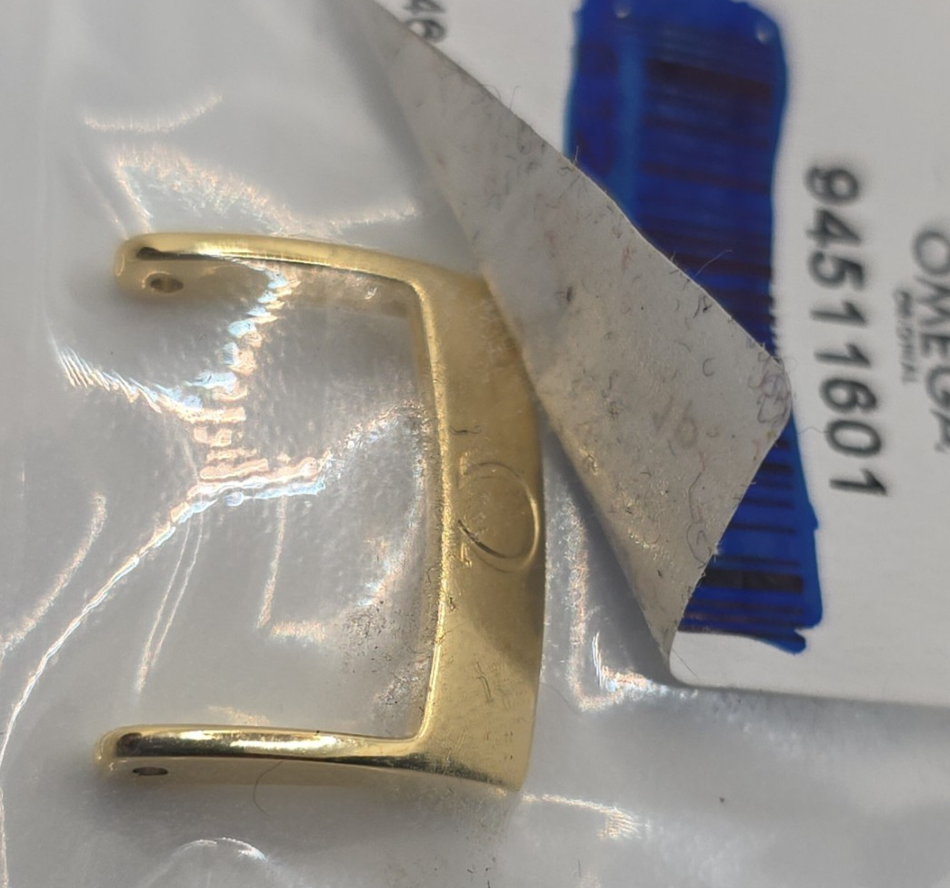 Omega 94511601 Yellow Gold Plated Pin Buckle mm16 Logo Engraved 2 Stakes