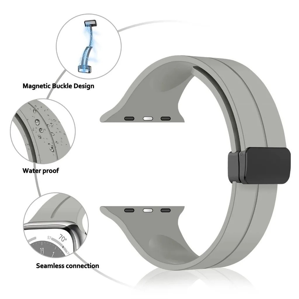 Magnetic Silicone Band iWatch Sports Strap for Apple Watch 11 10 9 8 7 Ultra SE3