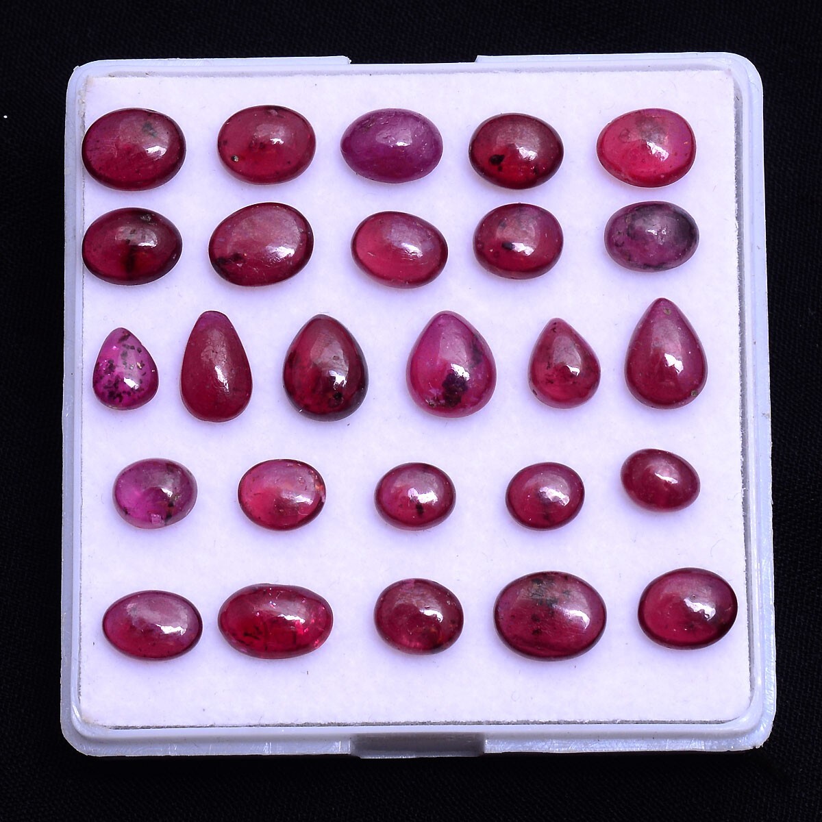 26 Pcs Natural Ruby 5.65mm-8.18mm Cabochon Red Sparkling Loose Gemstones Lot