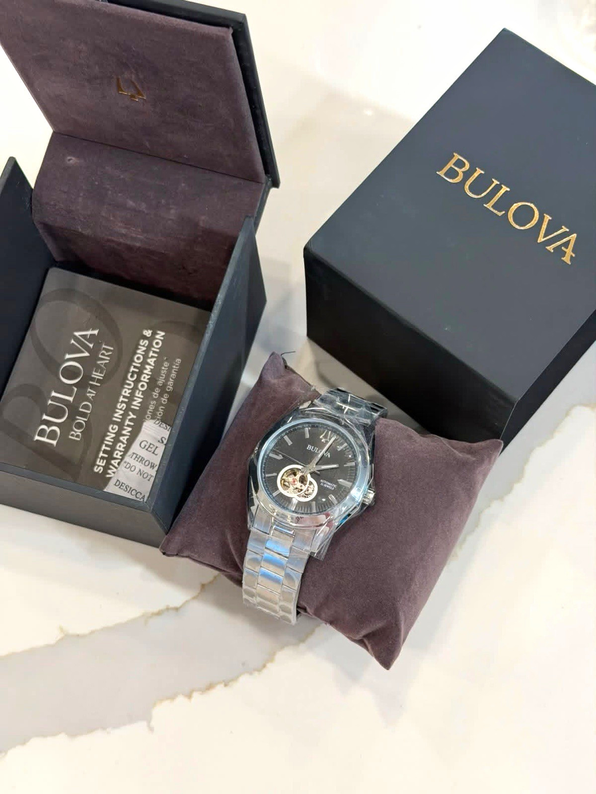 Bulova Bold At Heart Men’s Automatic Open Heart 40mm Silver/Gray w/ Box