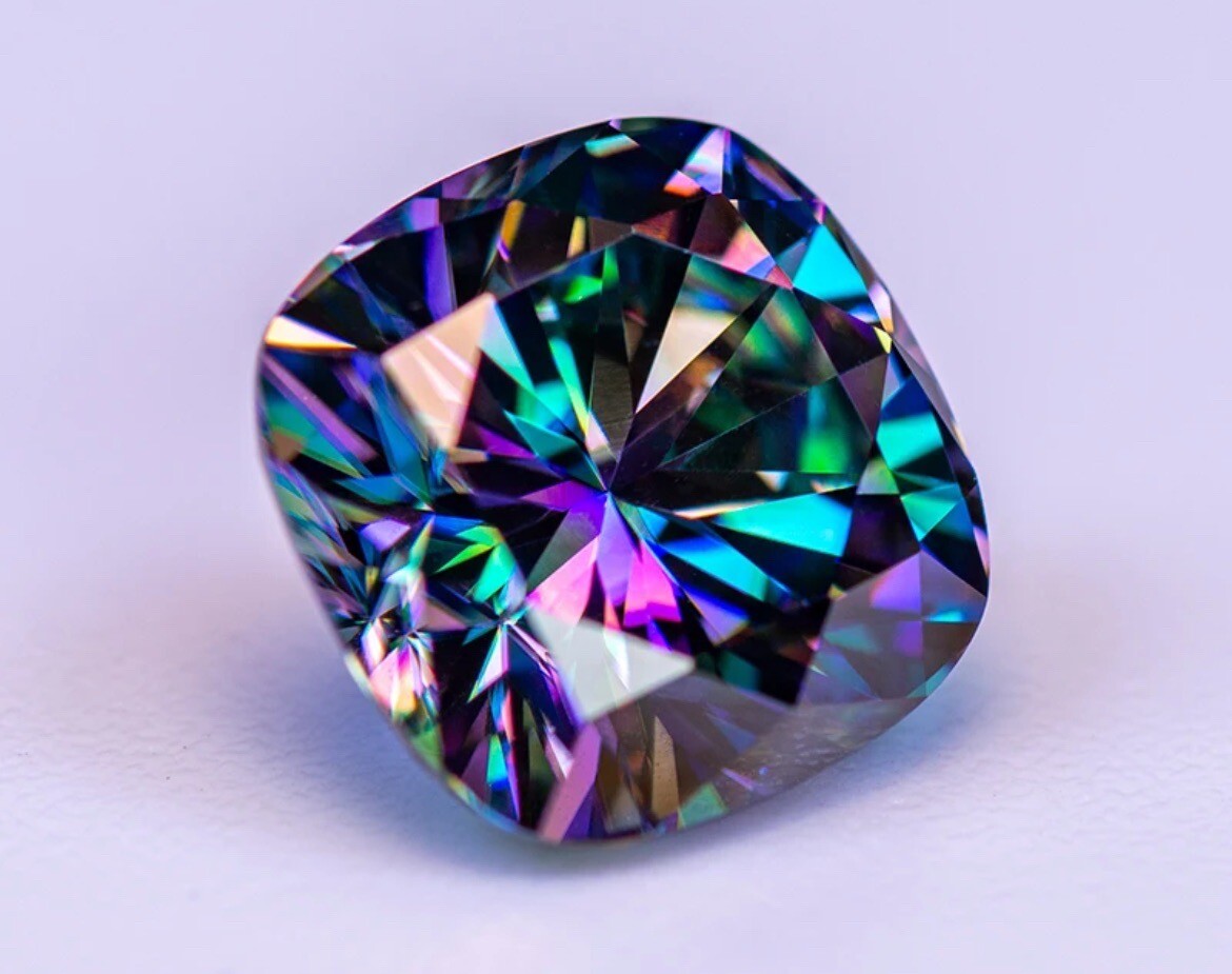 GRA Mystic Moissanite 5 Carat Cushion Certified Loose 10mm GRA Moissanite Gem