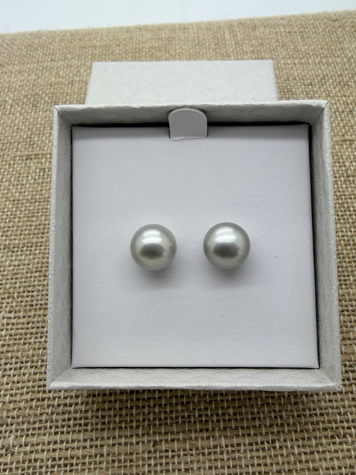 HONORA PEARL STERLING SILVER Light gray PEARL STUD EARRINGS 9MM NEW IN BOX