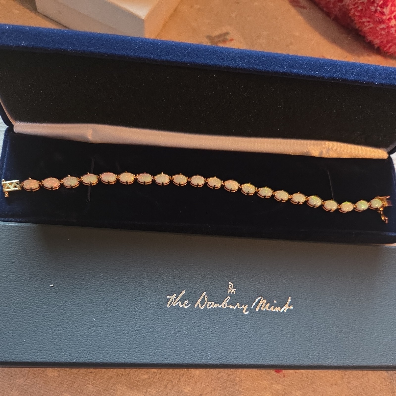 Opal Fire Allure 10 carat Opal Tennis Bracelet Sz 7.5. Sterling & 14k plate