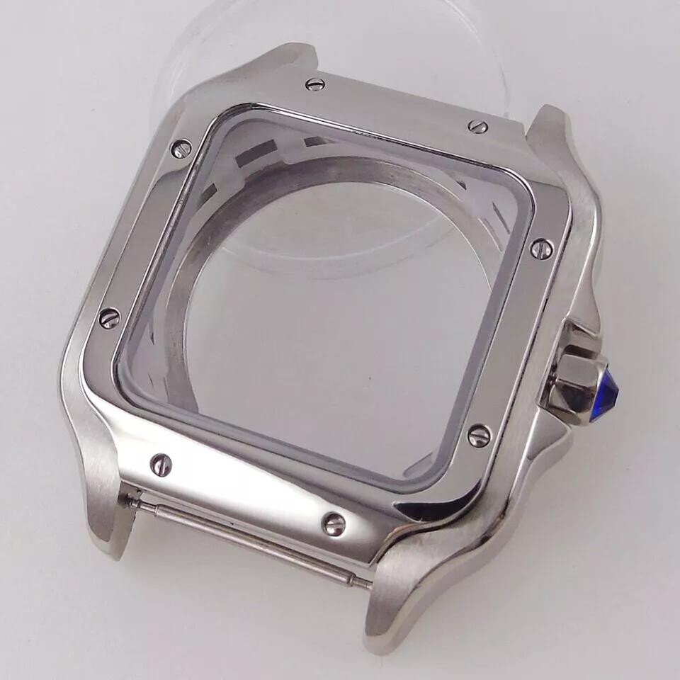 Tandorio New 38mm Sapphire Glass For Santos Style Watch Case Fit NH35 NH36 NH38