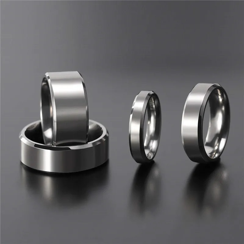 Wedding Band Ring Titanium Brushed Round Silver Color Engagement Jewelry