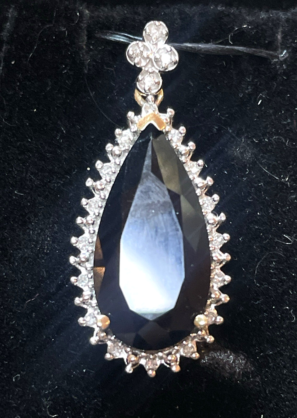 14K GOLD BLACK ONYX & DIAMOND PENANT SIGNED AJ NATURAL DIAMONDS 4.1 GRS 1.2 ‘L