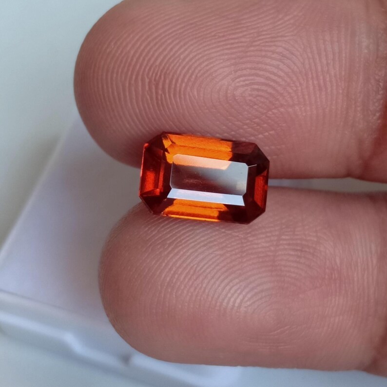 Eye Clean Hessonite Garnet Octagon Cut From Mozambique Gemstone 3.40 Ct