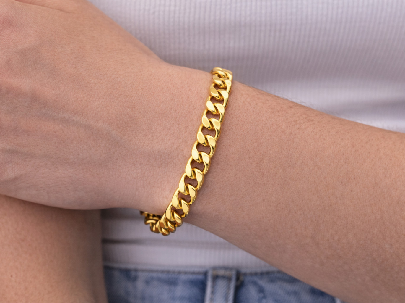 Italian 1/200 14K Yellow Gold Overlay Miami Cuban Bracelet Mens Womens 8 in mm