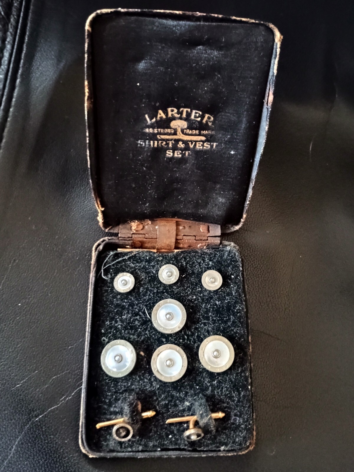 Vintage Antique Larter Shirt & Vest Set Studs 14k Gold, RGP, Pearl MOP, Art Deco
