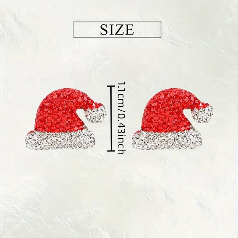 Aretes Pequeños Estilo gorro de santa Para Navidad, accesorios para mujer
