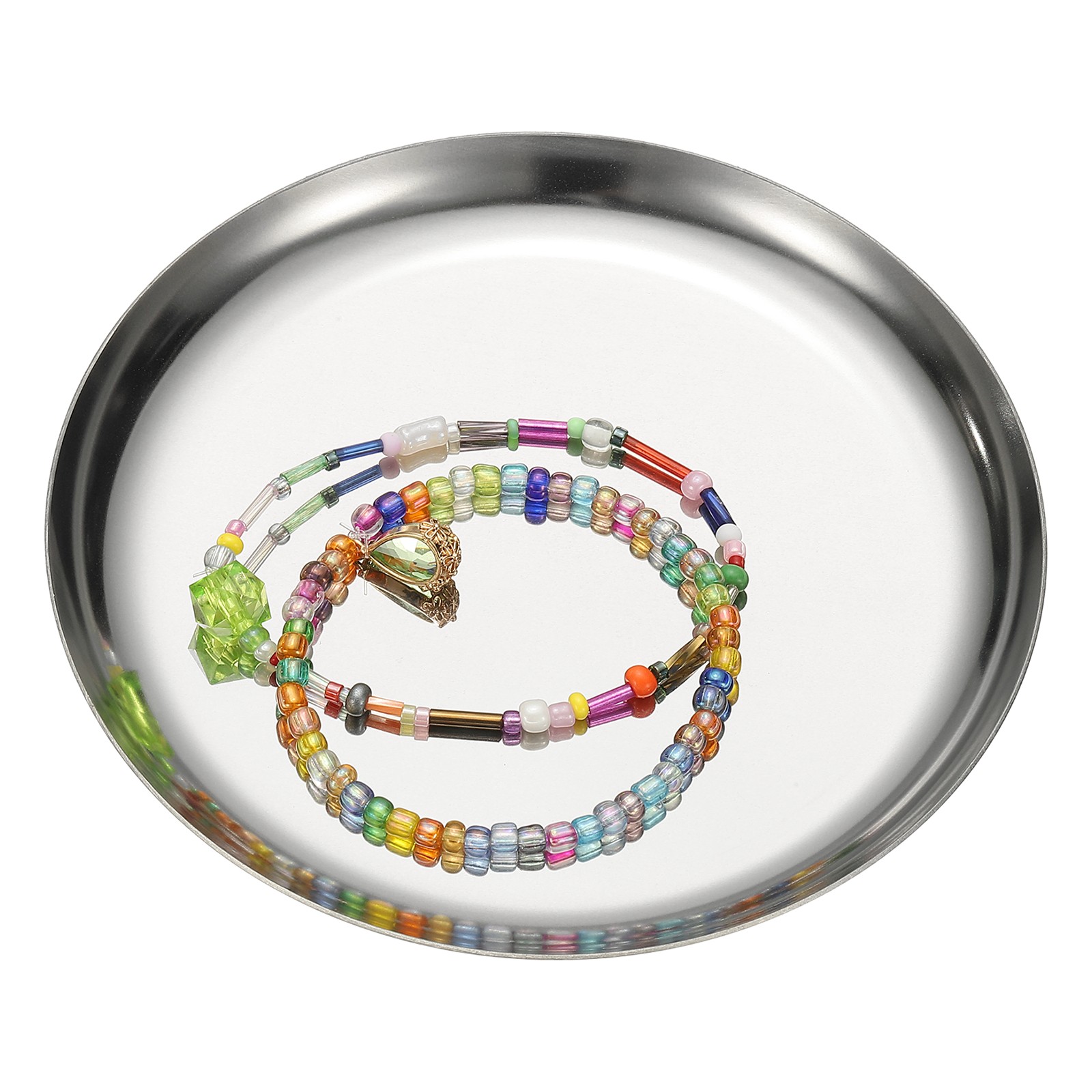 Silver Round Serving Trays 4.92″ Jewelry Tray for Bathroom Candle