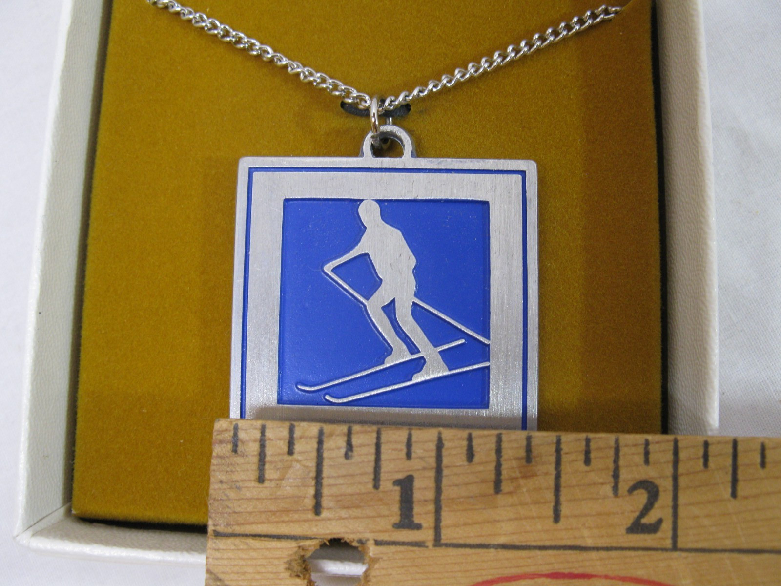 VTG International Silver Co More Difficult Snow Skiing Necklace Pendant w/ Box
