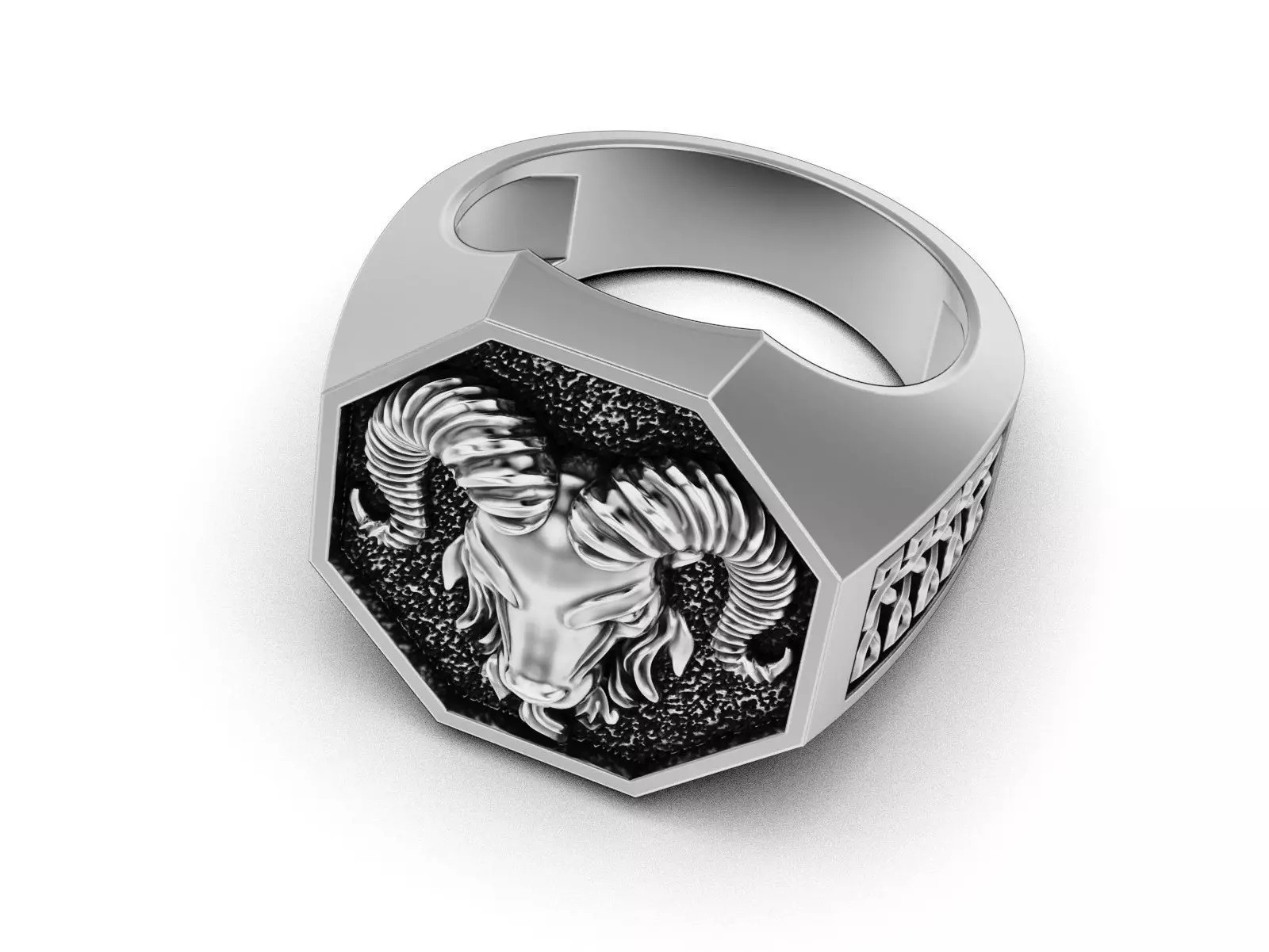 Oxidized Men’s Powerful Ram Head Gothic Punk 925 Sterling Silver Statement Rings