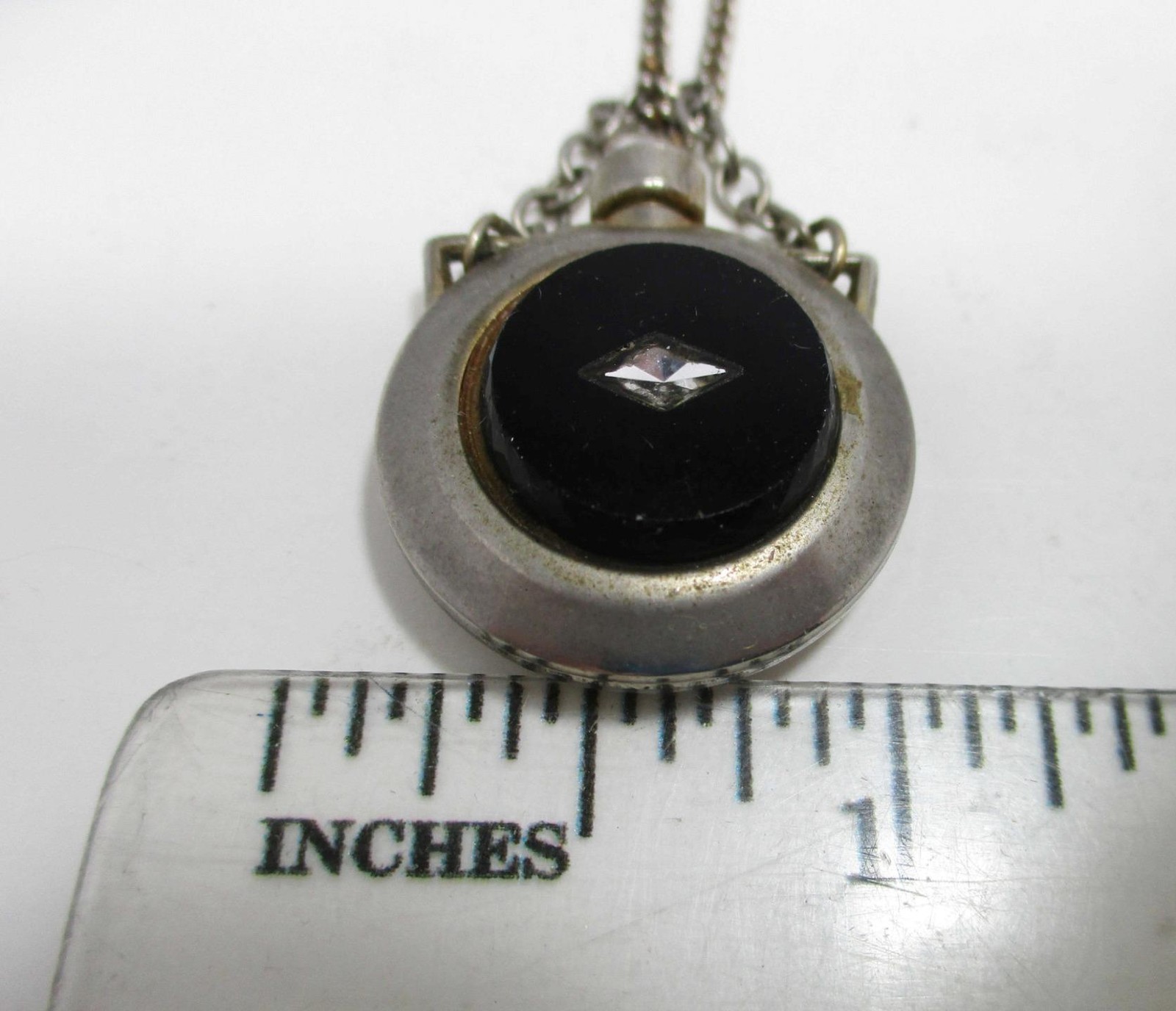 Vintage Miniature Perfume Bottle Flask Gold-Tone 22″ Chain Necklace Pendant