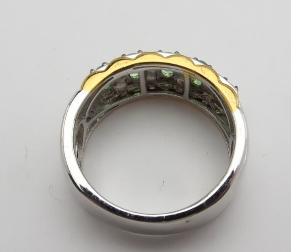 Michael Valitutti Five Stone Chrome Diopside Sterling Silver Palladium Ring S 10