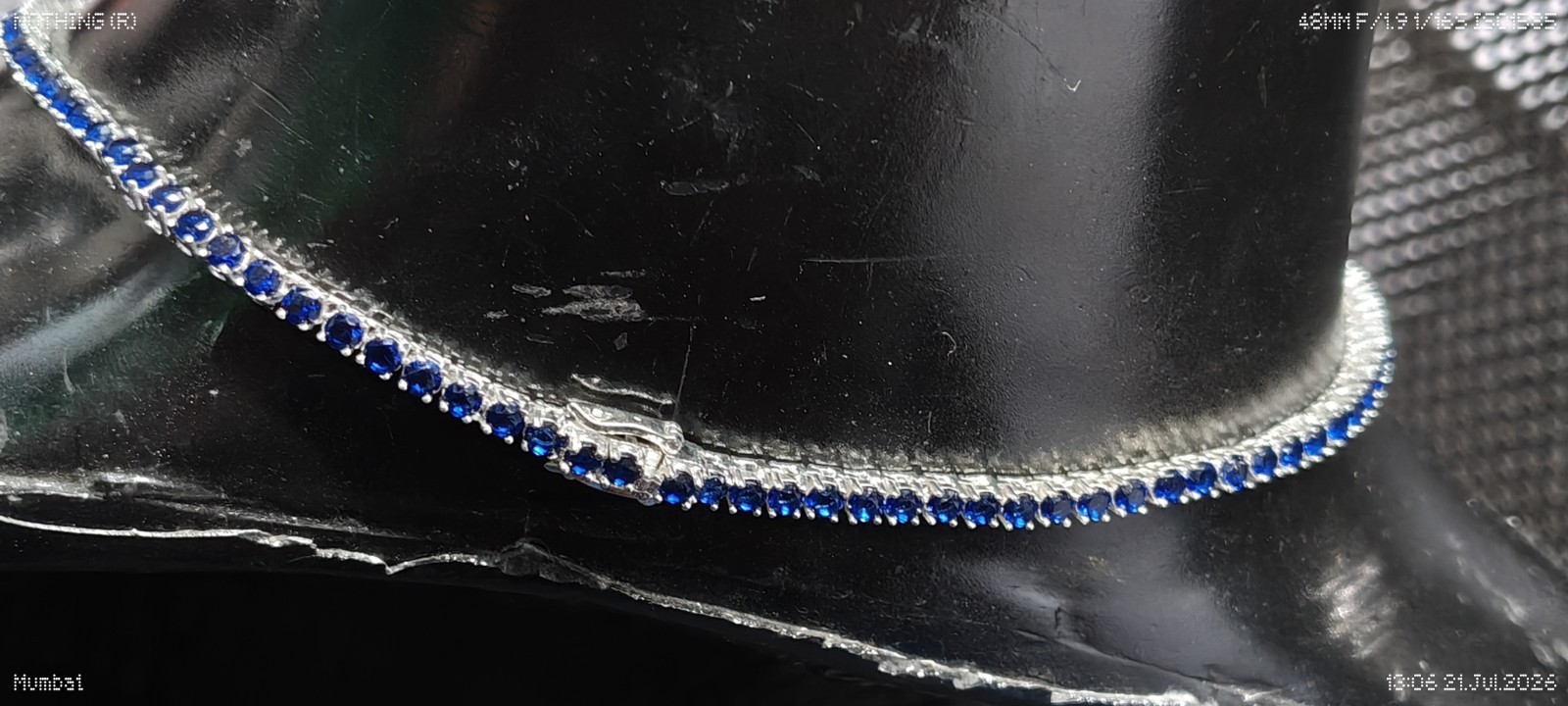 25Ct Blue Round Cut Lab-Created Diamond Tennis Necklace 14K White Gold Plated