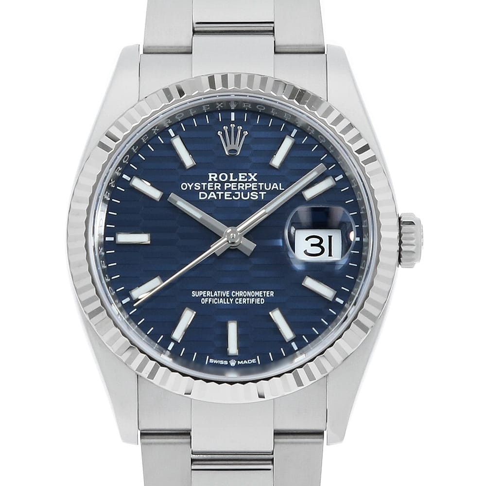 ROLEX DATEJUST 36 126234 blue Fluted motif bar 3 rows oyster bracelet Random…
