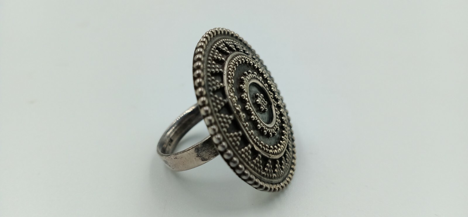 Mid-Centruy Indian Style Circle Shape Women’s Ring In Pure 935 Argentium Silver